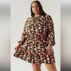 Sugar Lips Short Pink and Black Floral Print Dress, 3x